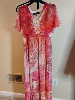 French Bazaar Multicolor Paisley Stretch Maxi Dress Size XL